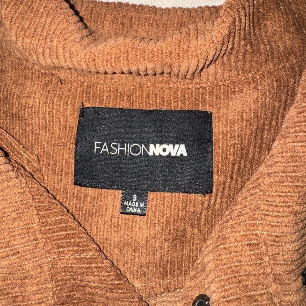 Fashion Nova Brown Cognac Corduroy Oversized Jacket - Picture 3 of 4